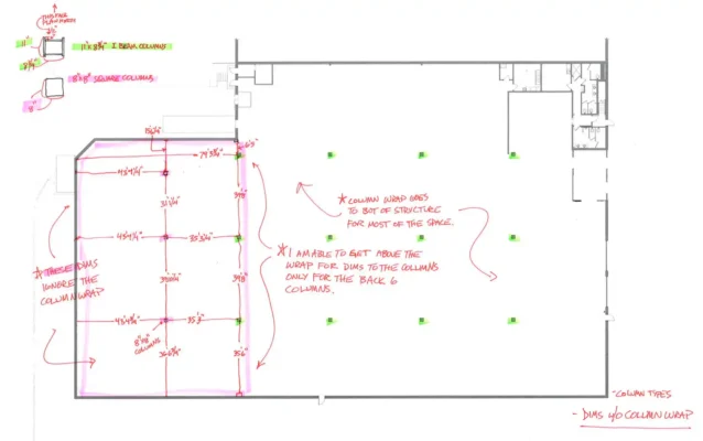 existing conditions modeling structural layout with trusses and beams