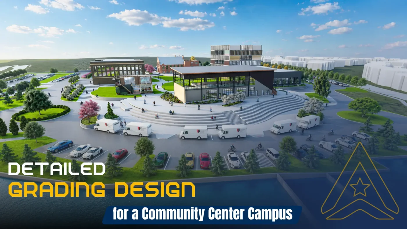 Detailed Grading Design for a Community Center Campus in Civil 3D