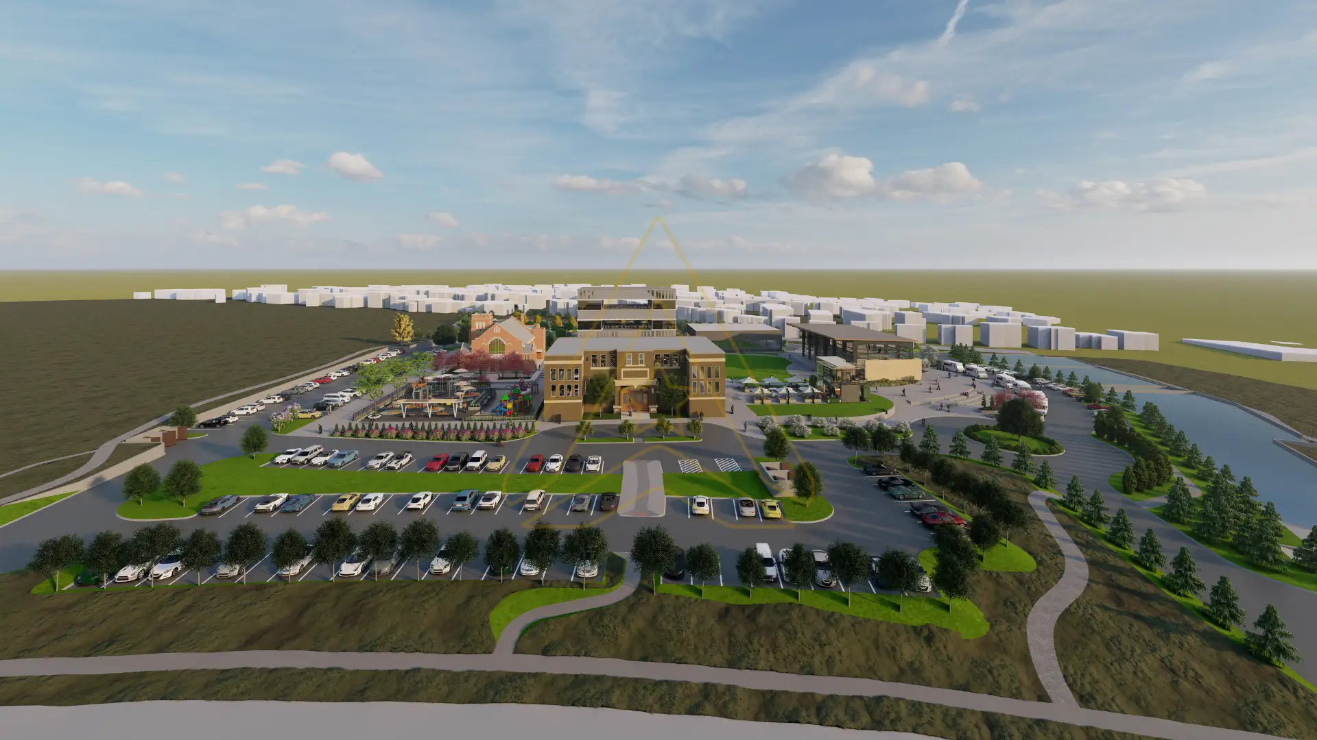 Detailed Grading Design for a Community Center Campus overall grading framework