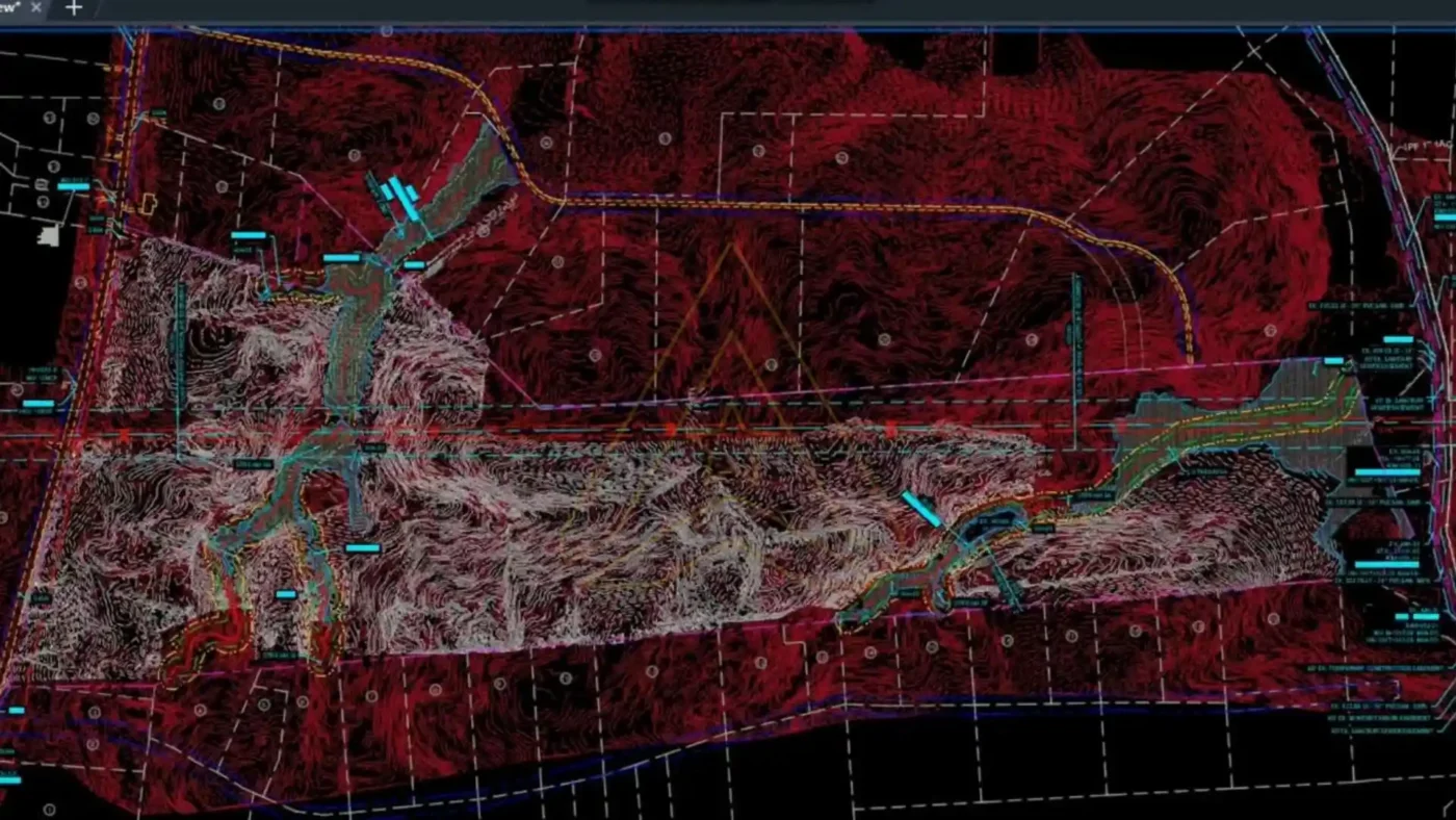 Grading and drainage coordination for shallow rock site infrastructure design