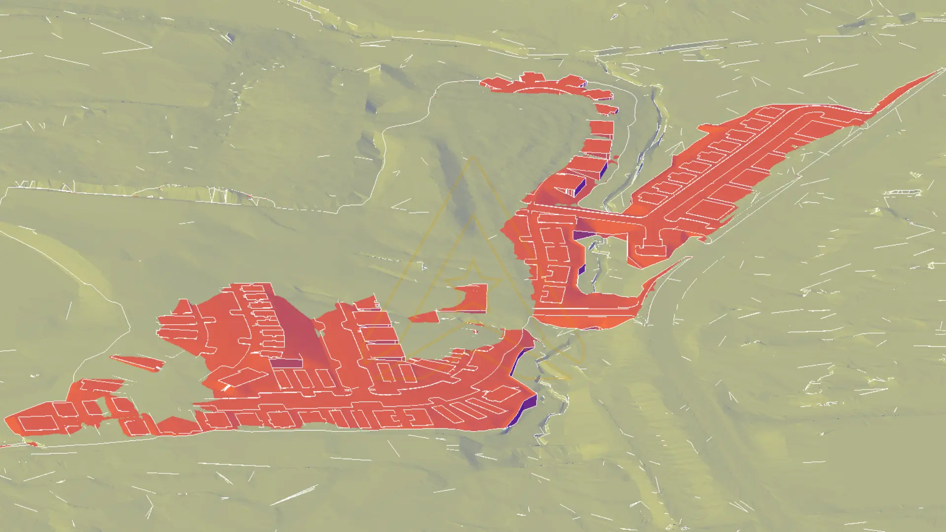 Color-coded cut and fill depth range legend for earthwork mapping