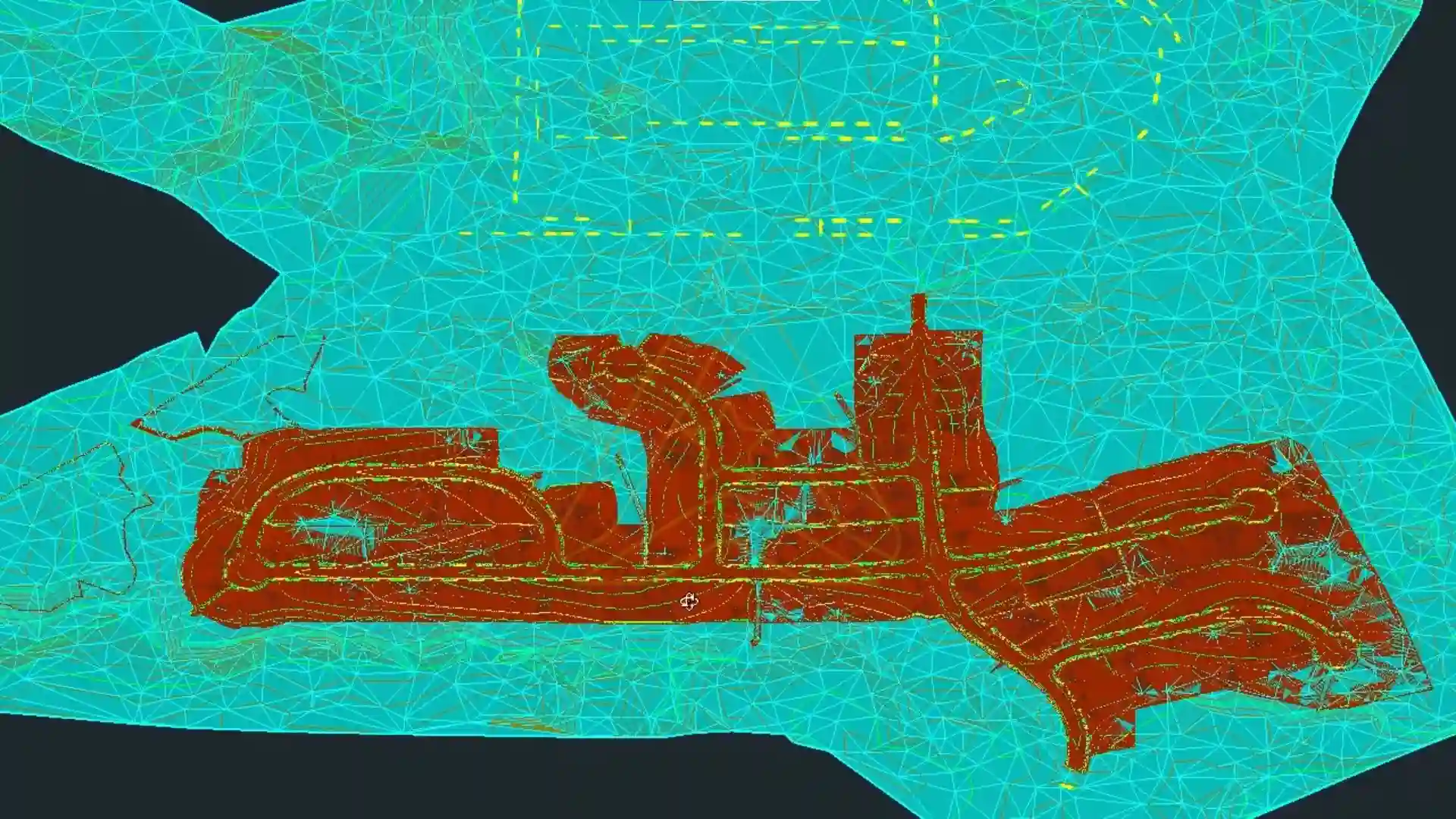 wetland-sensitive infrastructure layout with natural discharge points