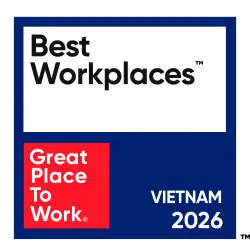 A blue and red badge with the text: Best Workplaces. Vietnam 2026.