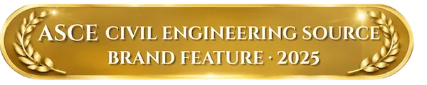 Gold plaque with laurel leaves and ASCE Civil Engineering Source 2025 embossed text.