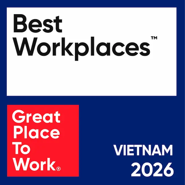 Blue graphic with “Best Workplaces” at top, Great Place To Work logo, “VIETNAM 2026”.