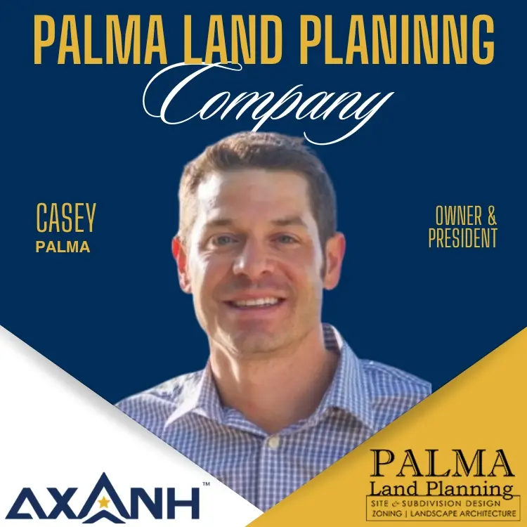 Smiling man in a checkered shirt with PALMA LAND PLANNING and AXANH text.