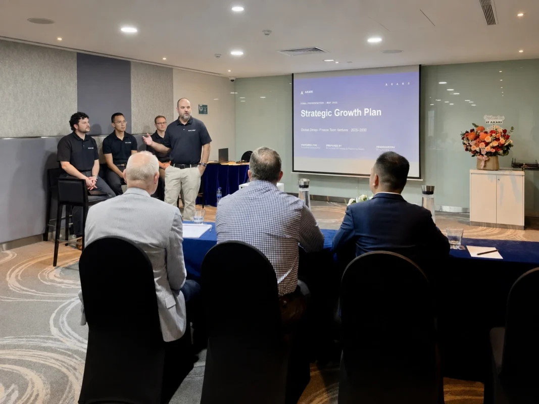 Utah Valley University MBA team presenting its strategic work during the final in-person session with AXANH.